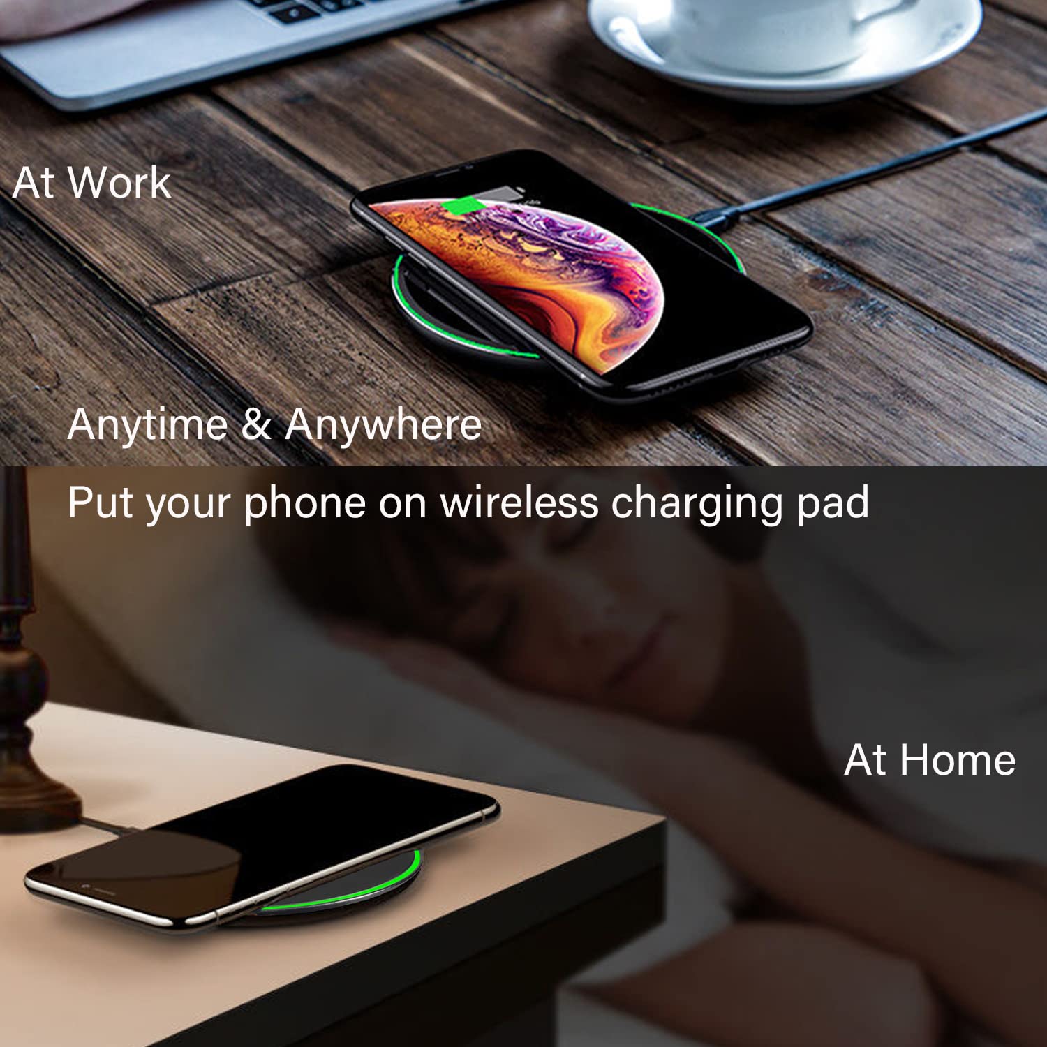 Fast Wireless Charger for Samsung Galaxy S24 Ultra/S24+/S23/S23+/S22/S22+/S21 FE/S21+/S20 5G/S20+/S10/S9/S8/Note 20/10/9/8 & iPhone 15 Pro Max/14 Plus/13 Mini/12/11/X/XR/XS - 2-Pack Qi-Certified Charging Pad for Home, Office, and Car Use