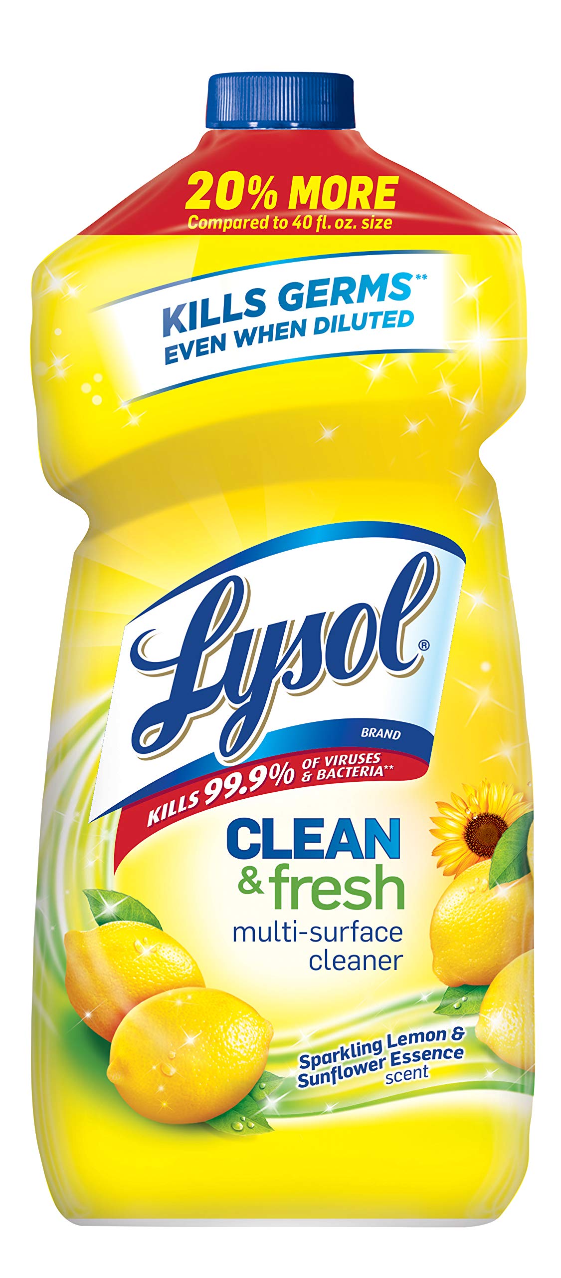 Lysol Multi-Surface Cleaner & Disinfectant Spray - Kills 99.9% of Germs, Lemon & Sunflower Scent, 48oz - Perfect for Kitchen, Bathroom & Home Sanitizing