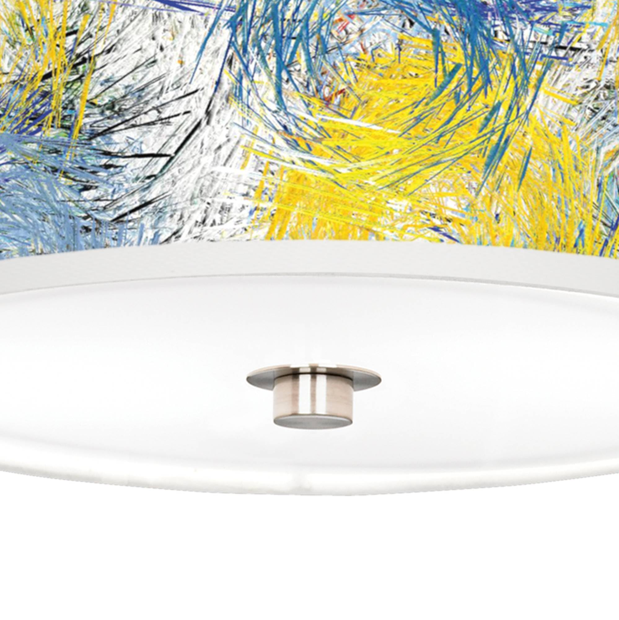 Starry Dawn Giclee Nickel 10.25-Inch Wide Ceiling Light with Printed Shade - Perfect for Bedroom, Living Room & Dining Room Lighting