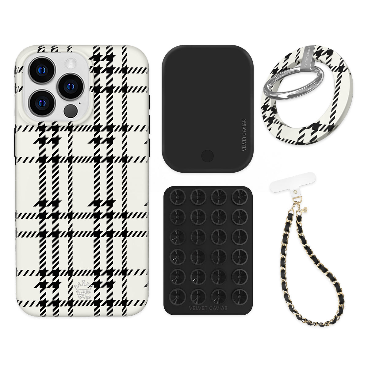 Houndstooth Pattern Knit Sweater & iPhone Case Bundle Set - Stylish & Protective Grip for Everyday Use, Work, and Travel
