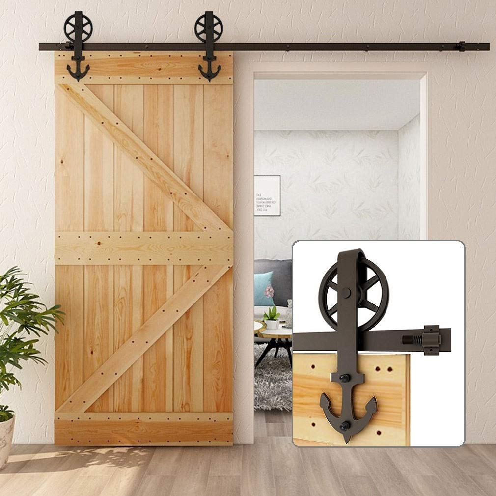 Heavy Duty 9.6FT Sliding Barn Door Hardware Kit - Smooth & Quiet Operation, Easy Installation for 57.6