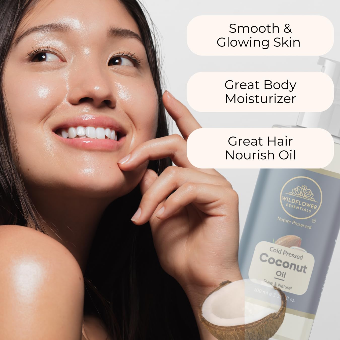 Organic Cold Pressed Coconut Oil & Castor Oil Combo for Hair Growth, Eyebrow & Beard Care, Skin Moisturizer - 100% Pure Natural Hair & Body Treatment (100ml + 100ml) - Perfect for DIY Beauty, Massage & Natural Hair Regimen