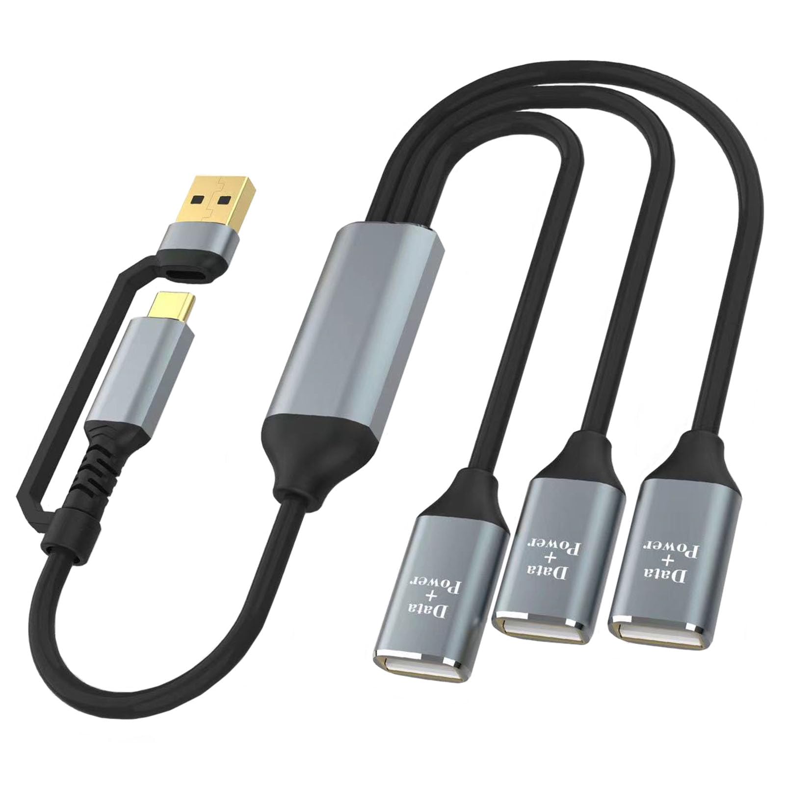 USB C to USB 2.0 Female Adapter Converter - 3-Port Hub for Data Transfer & Charging | Compatible with Laptop, Tablet, Smartphone & More | Fast USB 2.0 Speed for Multiple Devices Connection