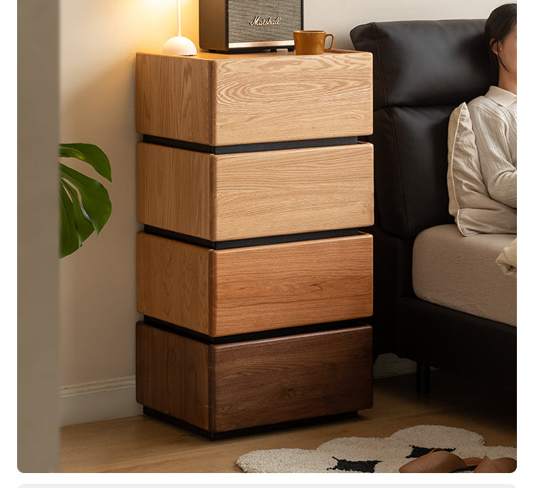 Premium Black Walnut, Cherry & Oak Solid Wood Nightstand with Customizable Storage | Modern Bedside Table for Bedroom, Living Room & Office