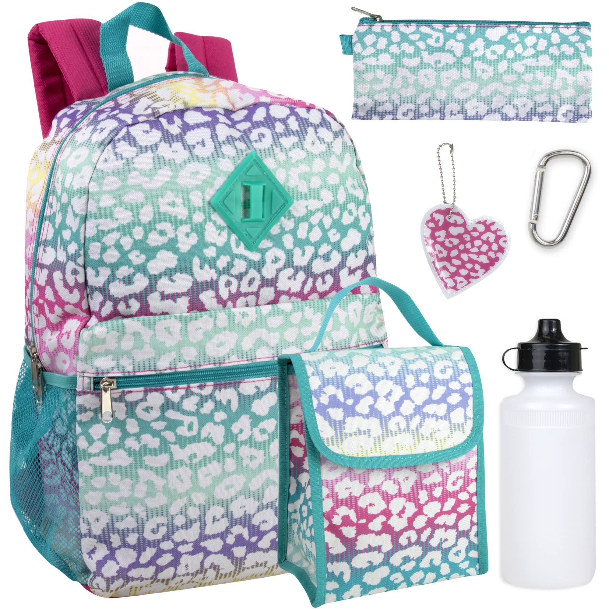 **6-in-1 Girls Backpack Set with Lunch Bag, Pencil Case, Keychain & Accessories – Perfect for School, Travel & Outdoor Adventures**
