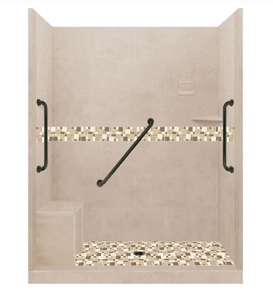 Custom Shower Kits - Alcove Pan, Walls, Thresholds & Optional Glass Enclosure | DIY Bathroom Remodeling Solution for Homeowners & Contractors | Perfect for Small Bathrooms & Space-Saving Designs