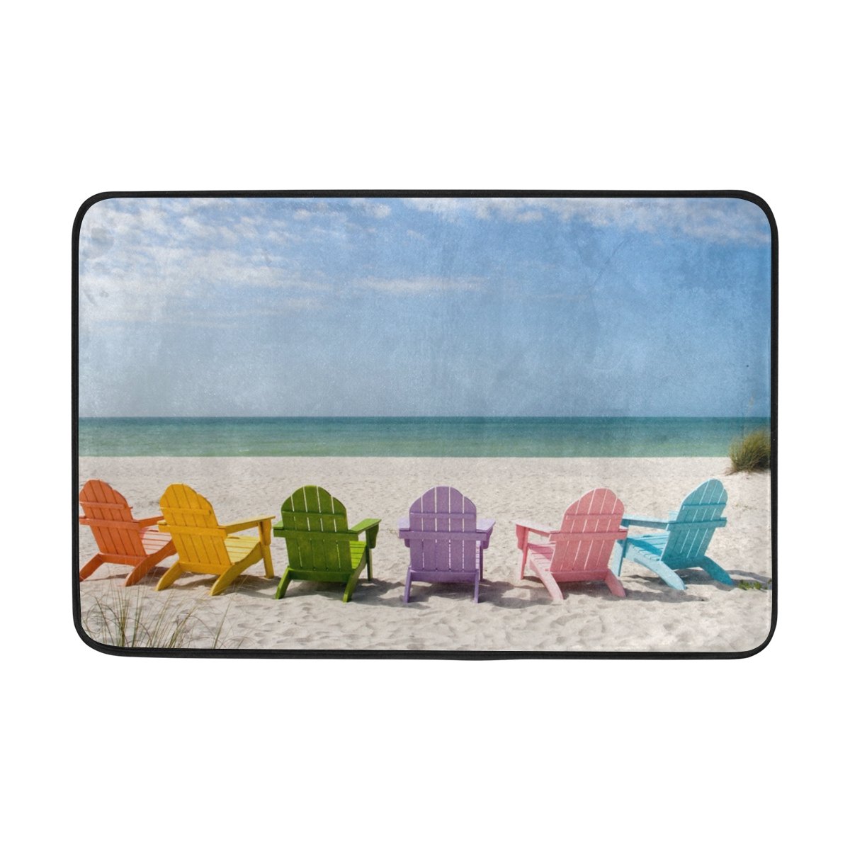 ALAZA Cooper Girl Beach Chair Doormat - Washable Non-Slip Floor Mat for Home Entrance, Patio & Poolside - 23.6x15.7 Inch Coastal Decor Rug