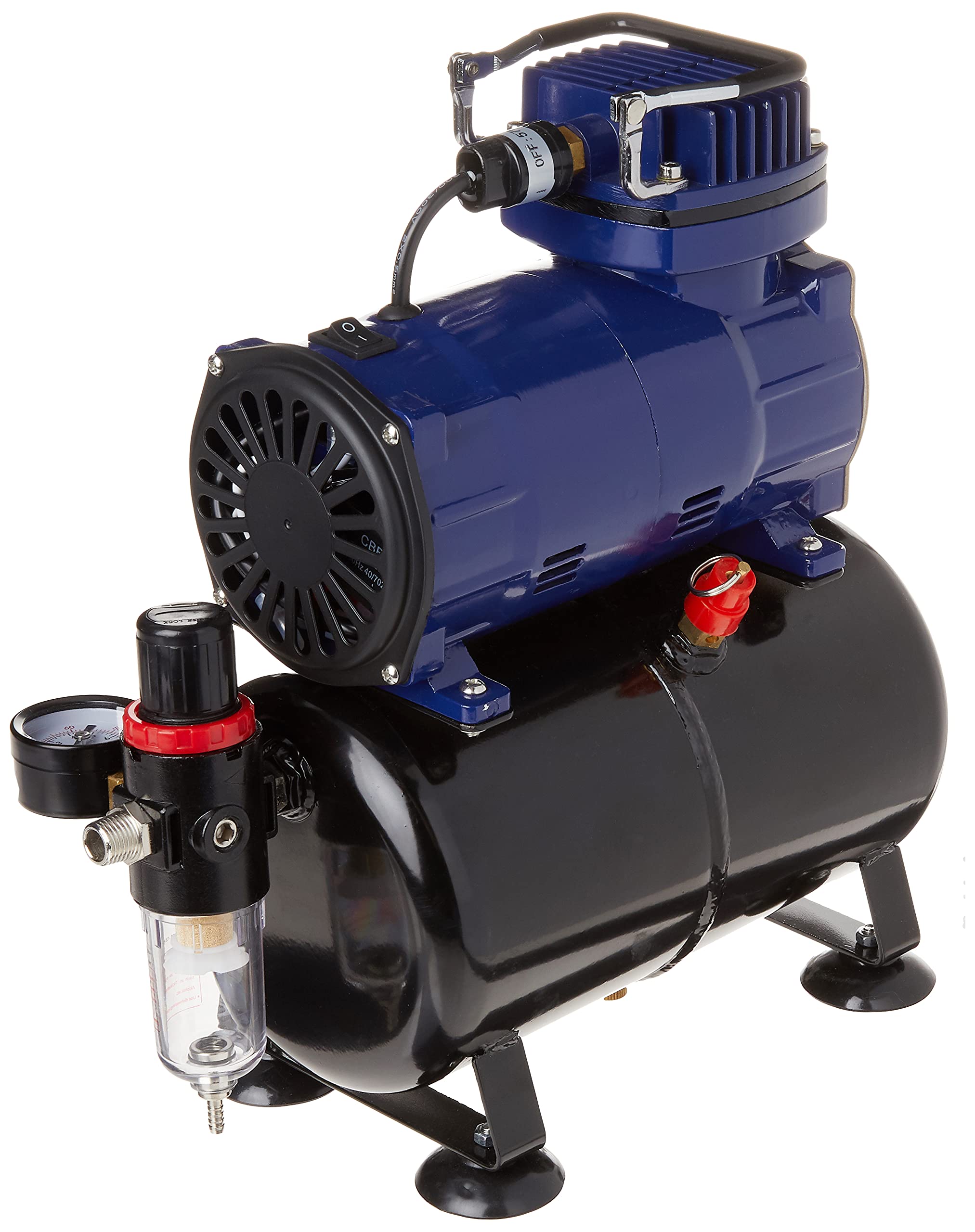 Paasche D3000R 1/5 HP Airbrush Compressor with Tank, Regulator & Moisture Trap - Blue & Black - Perfect for Airbrushing, Hobby Painting & DIY Crafts