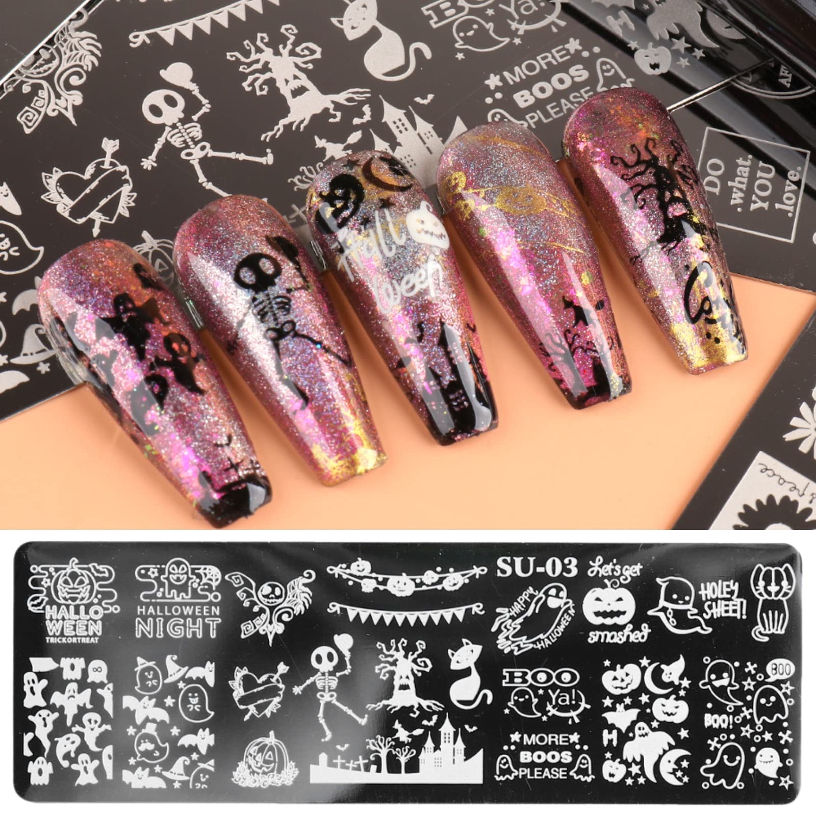 Coconut Nail Art Stamping Plates - 8 Sheet Set with Geometric Flower & Leaf Designs for Summer & Spring Manicures | DIY Nail Stamping Templates for Professional Salon-Quality Nail Art at Home | Perfect for Parties, Weddings, and Special Occasions