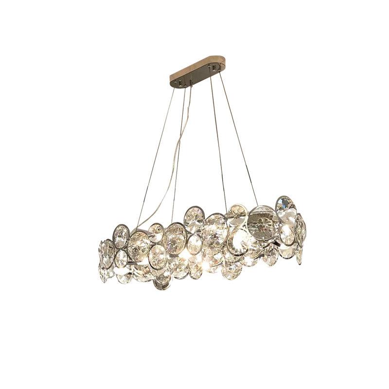 Elegant Chrome Round Crystal Chandelier - Modern Ceiling Light Fixture for Dining Room, Bedroom & Living Room Decor