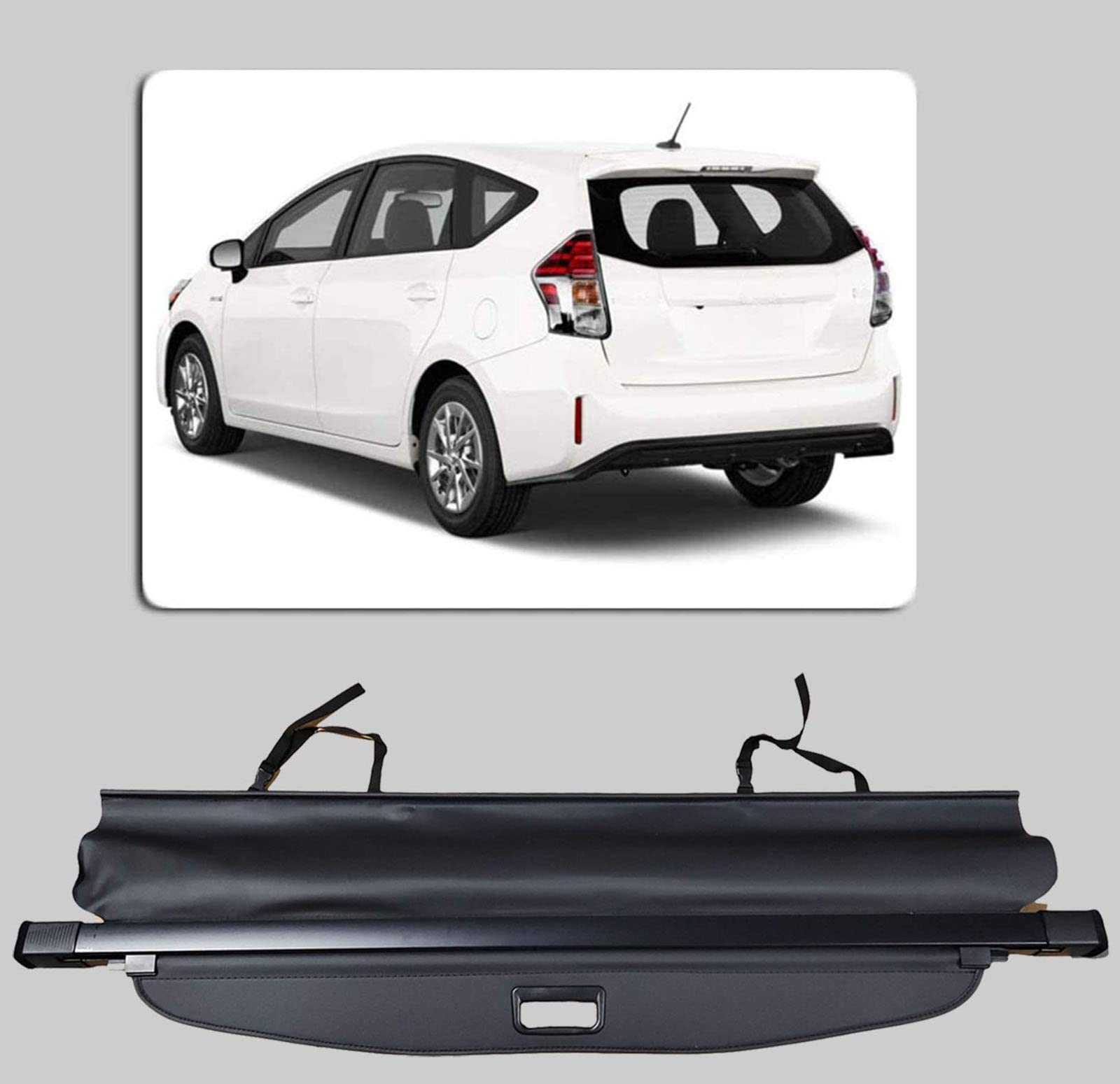 Kaungka Retractable Cargo Cover for 2012-2016 Toyota Prius V - Black Trunk Shade (Fits Prius V Only, Not Compatible with Prius/Prius C) | Perfect for Road Trips, Grocery Hauling & Pet Protection