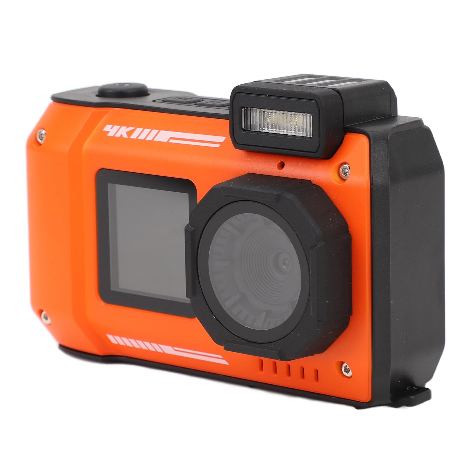 4K 65MP Dual Screen Underwater Digital Camera with 10x Digital Zoom - Waterproof Snorkeling Camera for Travel & Sports (Orange) | Perfect for Scuba Diving, Beach Vacations & Outdoor Adventures