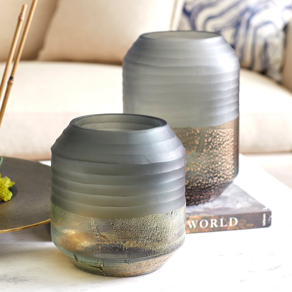 Cyan Design 11102 Alchemy Vase - Grey & Gilded Silver Small Decorative Vase for Home Décor, Wedding Centerpieces & Tabletop Displays