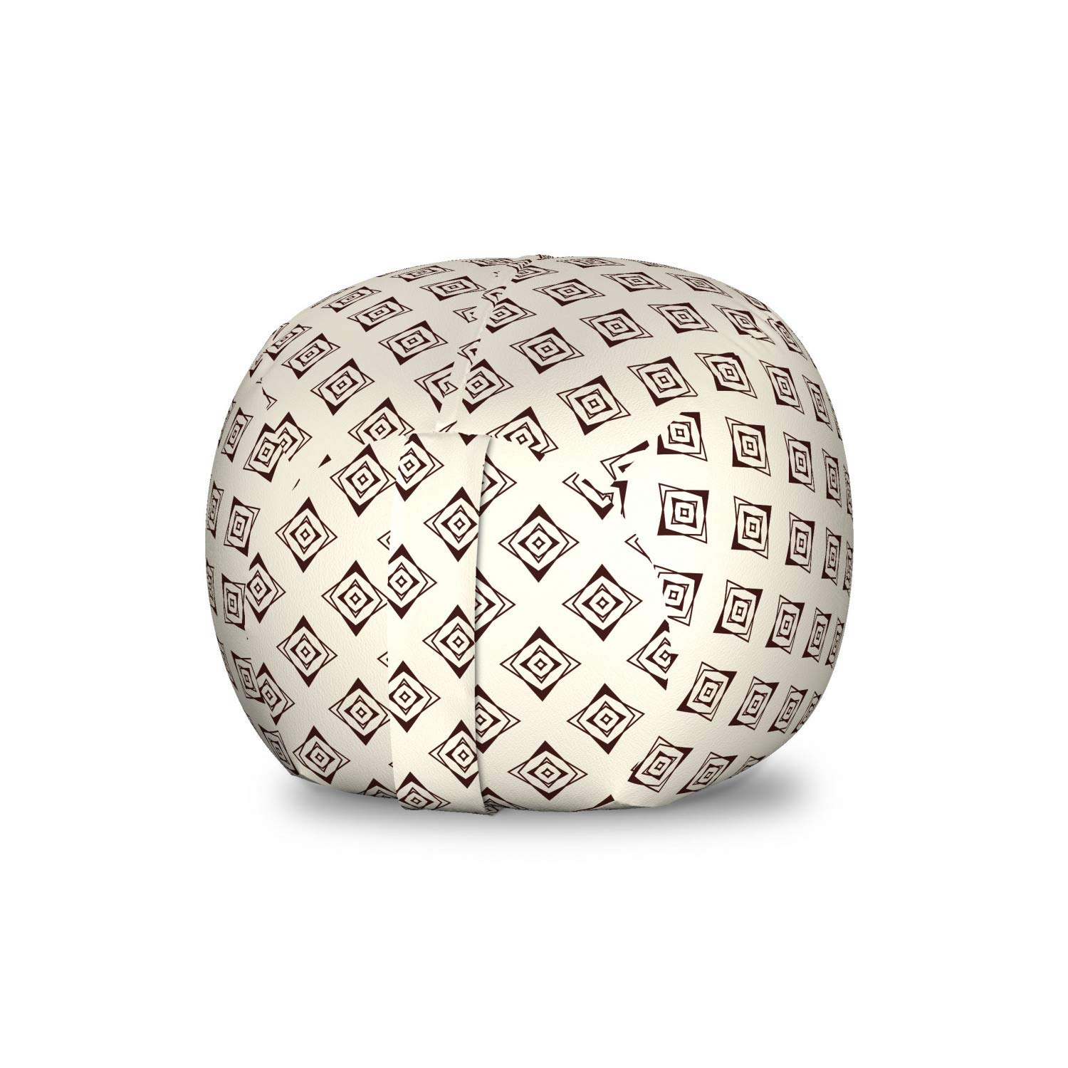 Ambesonne Abstract Toy Storage Bag Chair - Symmetrical Geometric Design Stuffed Animal Organizer - Washable Small Size in Seal Brown & Eggshell - Perfect for Kids' Room, Playroom & Nursery Organization