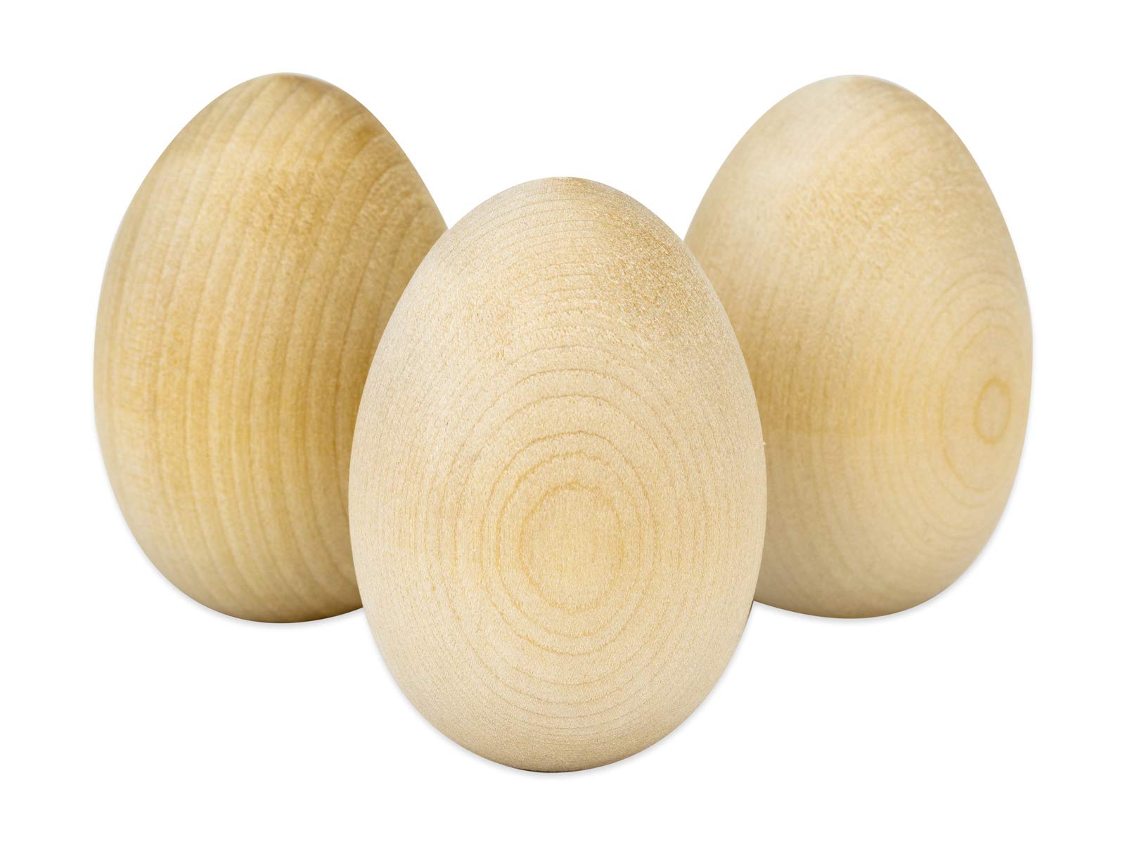 Natural Wooden Eggs for Easter Crafts - Unpainted Wood Eggs 1.75