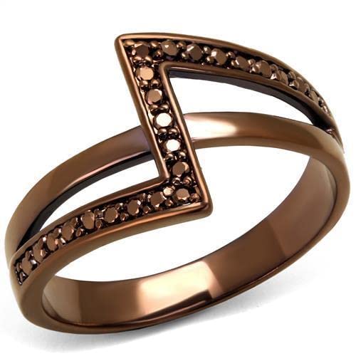 Zawadee Coffee Light Brass Ring with AAA Grade CZ Stones - Elegant Jewelry for Women | Perfect for Casual Wear, Office, and Special Occasions