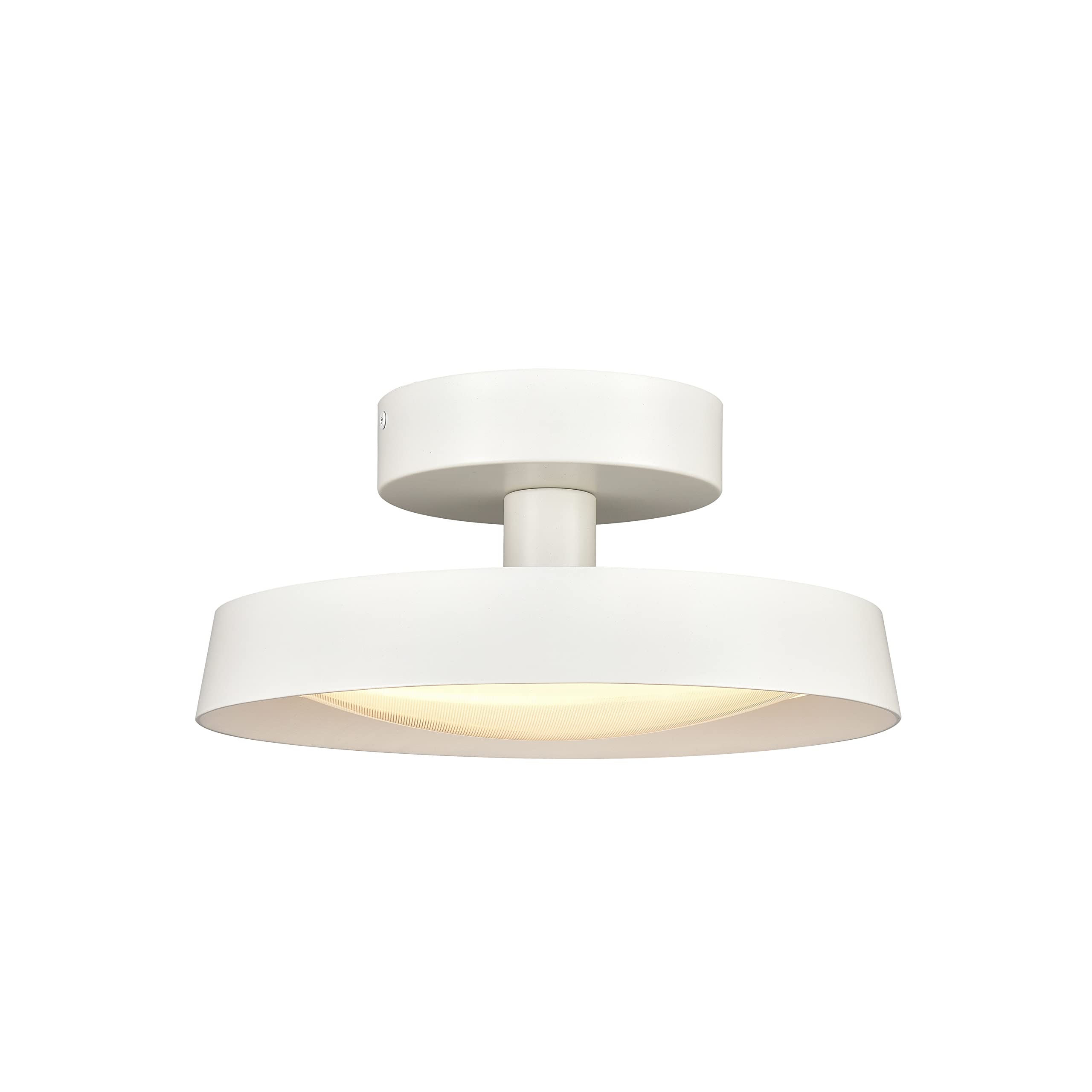 Elk Home Nancy 1-Light Semi Flush Mount Ceiling Light - Matte White Finish with Metal Shade & White Glass Diffuser, Modern Contemporary Lighting for Bedroom, Living Room, Hallway, and Dining Room