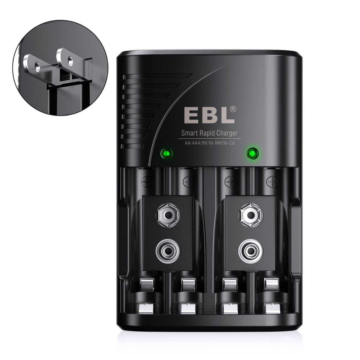 EBL 802 Smart Battery Charger for AA AAA 9V Rechargeable Batteries - Fast Charging with LCD Display - Perfect for Cameras, Toys, and Home Electronics
