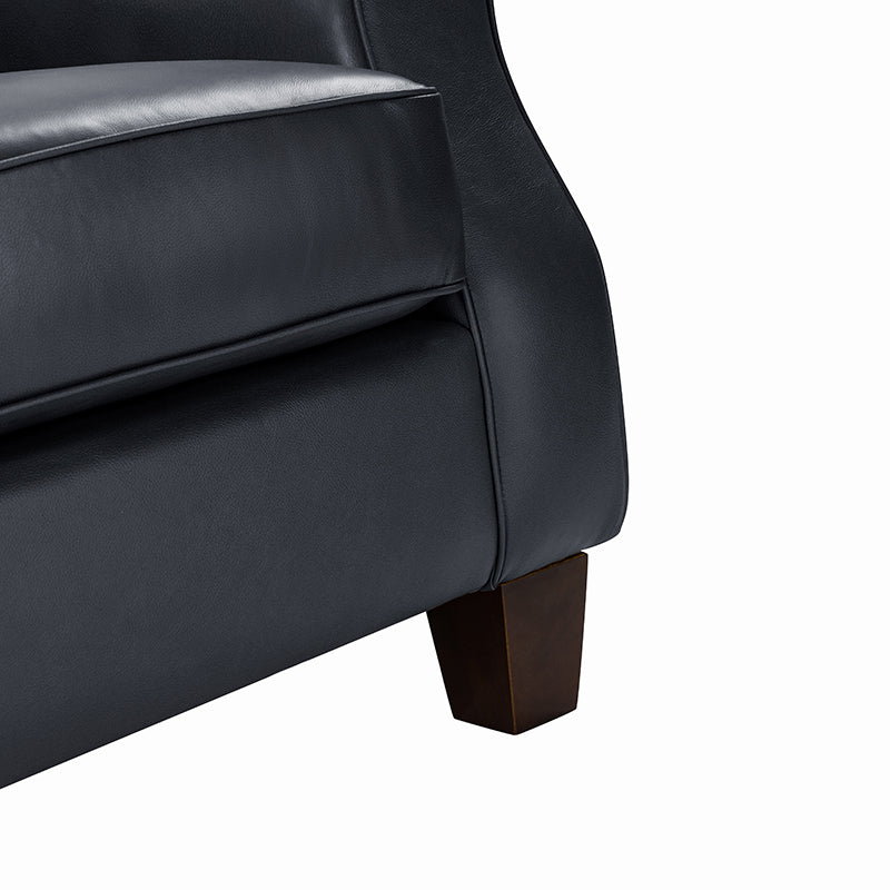 Hugo Traditional Style Curved Genuine Leather Sofa - Elegant Living Room Furniture for Home, Office & Lounge Decor