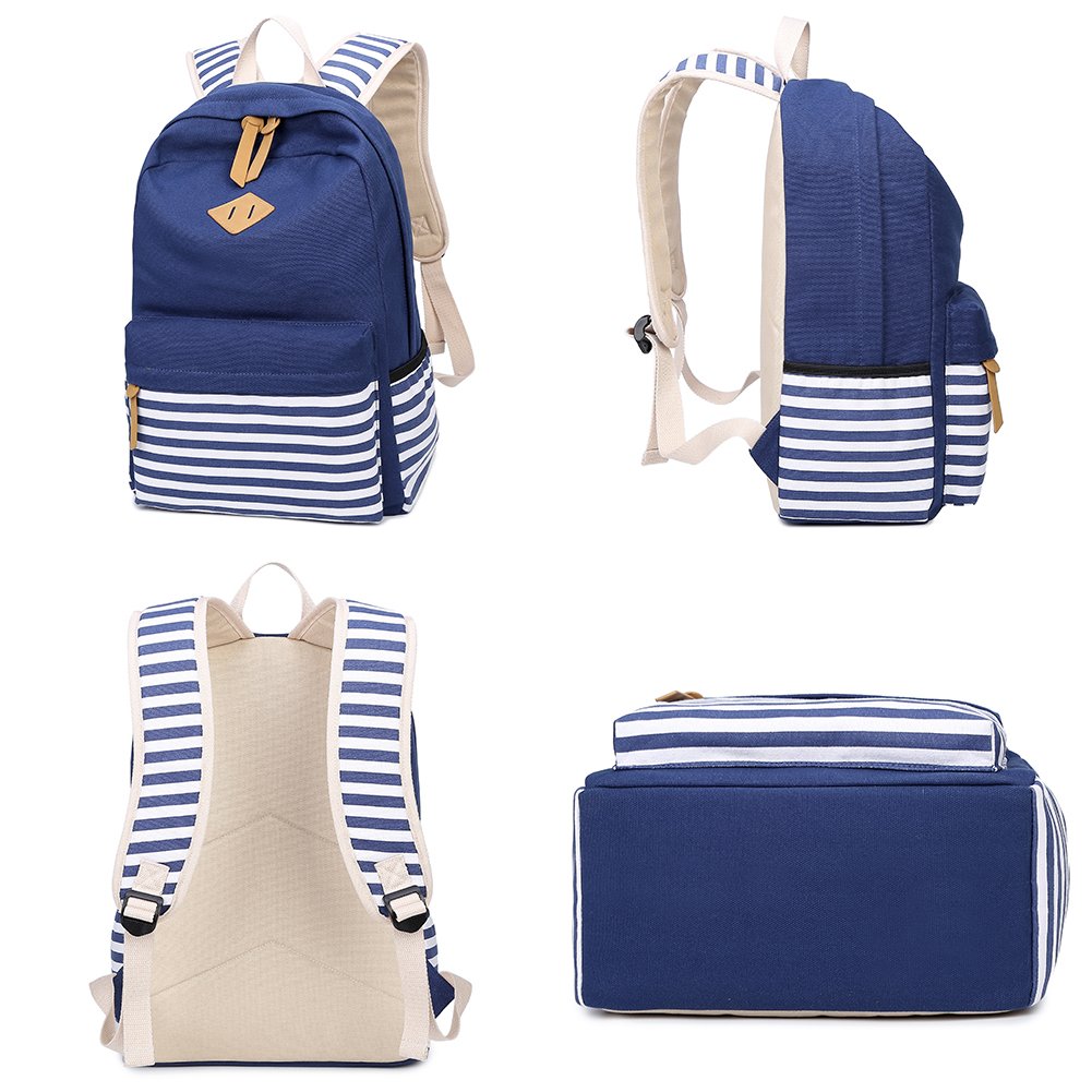 Abshoo Stylish Striped Canvas Backpack for Girls - Trendy Casual School Bag for Teens - Perfect for School, Travel & Everyday Use