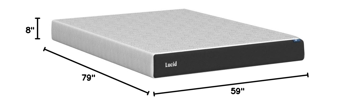 Lucid 8 Inch Queen Size Plush Gel Memory Foam Mattress with Bamboo Charcoal & Hypoallergenic Cooling Technology | Perfect for Bedrooms, Guest Rooms & Dorm Rooms
