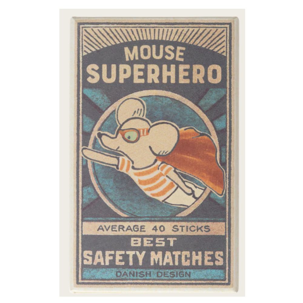 Maileg Super Hero Little Brother Matchbox Toy - Cute Miniature Doll for Kids Pretend Play & Collectibles - Perfect for Role-Playing Games, Birthday Gifts & Travel Companions