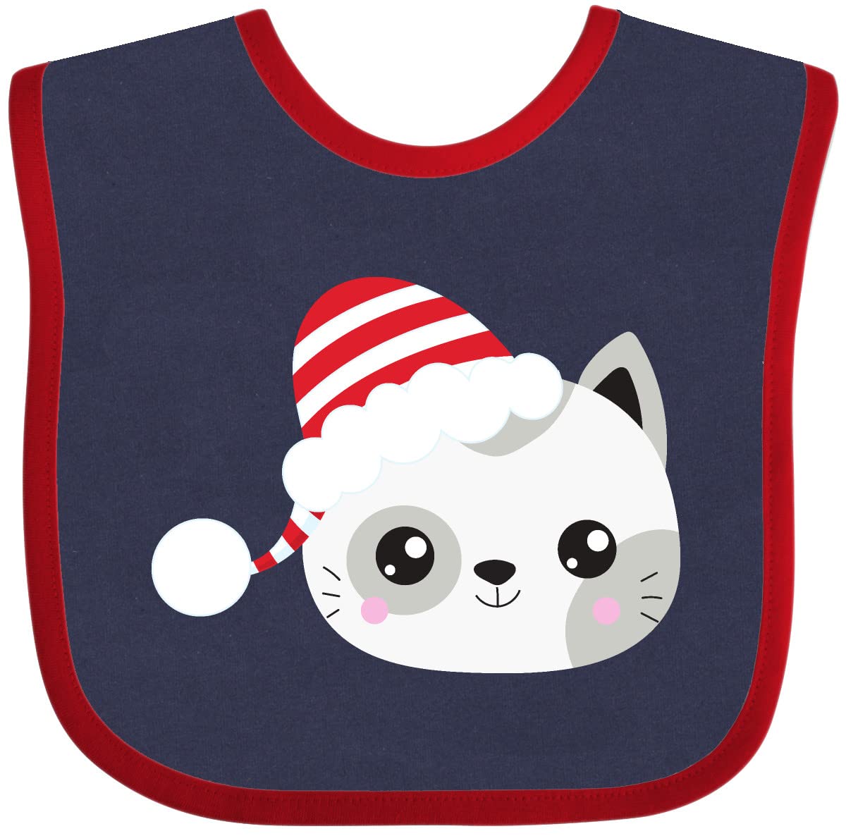 Inktastic Christmas Cat Baby Bib - Cute Cat with Santa Hat for Holiday Photos & Festive Outfits | Perfect for Infants & Toddlers