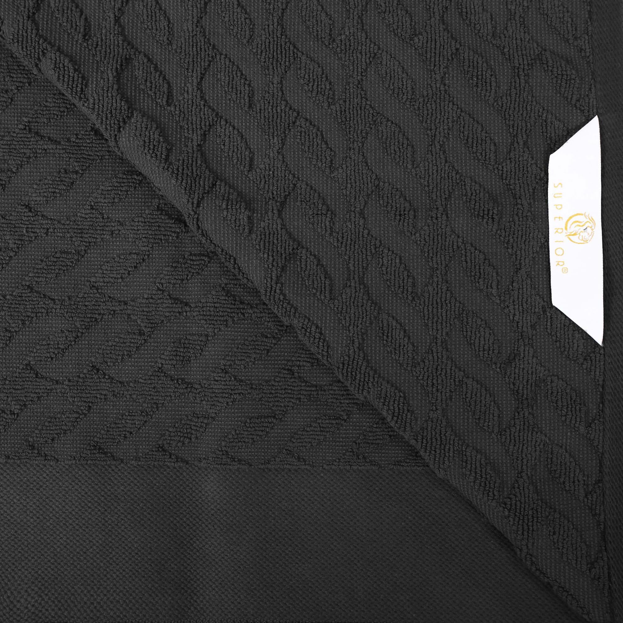 Premium 6-Piece Turkish Cotton Herringbone Jacquard Towel Set - Ultra Soft & Absorbent Bath, Hand & Face Towels for Luxury Bathroom, Spa, Hotel & Airbnb Essentials - Black Home Textile Collection for Everyday Comfort & Elegance