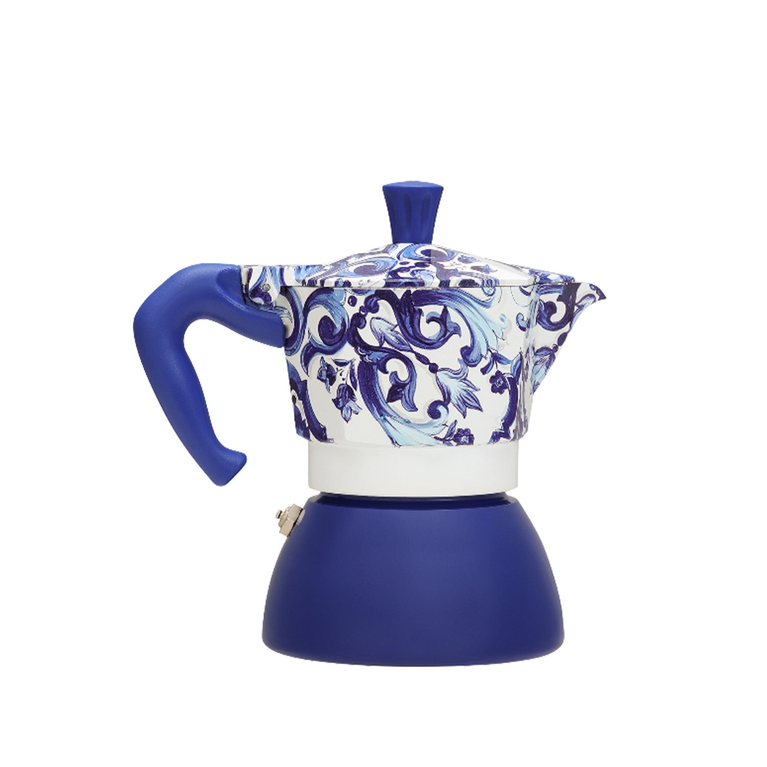 Bialetti Dolce&Gabbana Moka Induction 4 Cup Stovetop Espresso Coffee Maker in Mediterranean Blue - Perfect for Home, Office & Italian Style Coffee Brewing