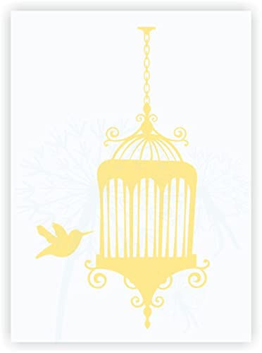 Hummingbird Wall Decal with Cage - 36x20 Inch Vinyl Sticker for Home Decor, Wedding & Event - Buttercream Color | Perfect for Living Room, Nursery & Bedroom