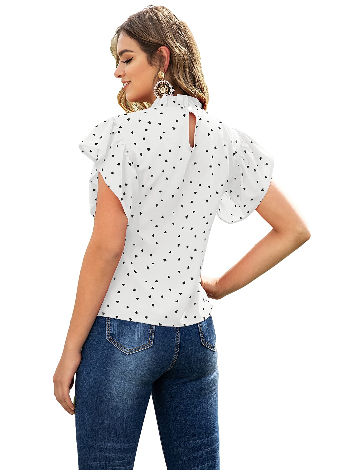 Lilosy Women's Casual Ruffle Short Sleeve Blouse - Elegant Office Work Top for Business Women | Perfect for Office Wear, Business Meetings & Professional Outfits