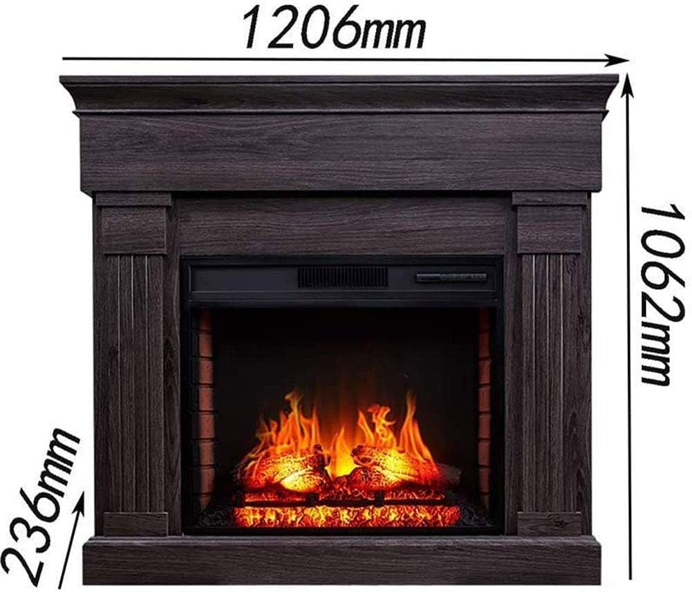 Electric Stove Heater with 3D Flame Effect - Freestanding Fireplace Heater with Large Window - Silent Solid Wood Design - Perfect for Living Room, Bedroom & Office Heating
