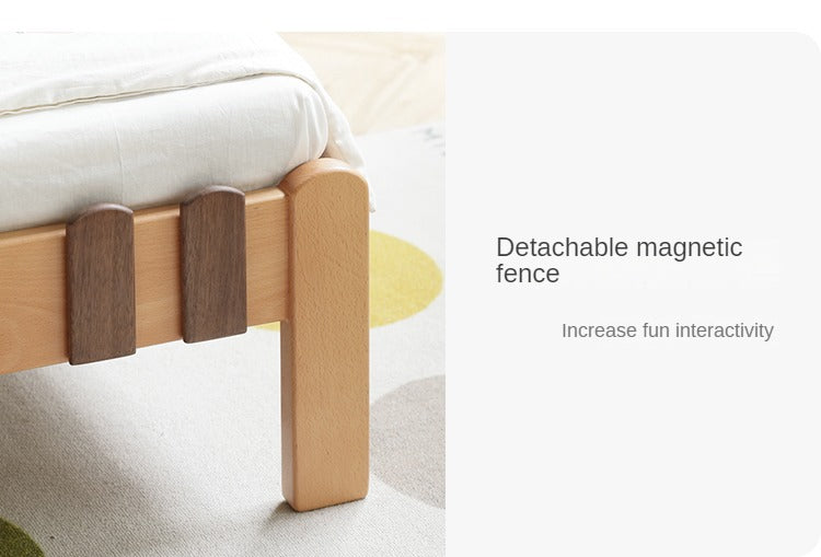 Kids Wooden Bed with Night Light - Beech & Poplar Little House Design with 15-Minute Auto Light Off - Perfect for Bedrooms, Playrooms & Cozy Sleep Spaces
