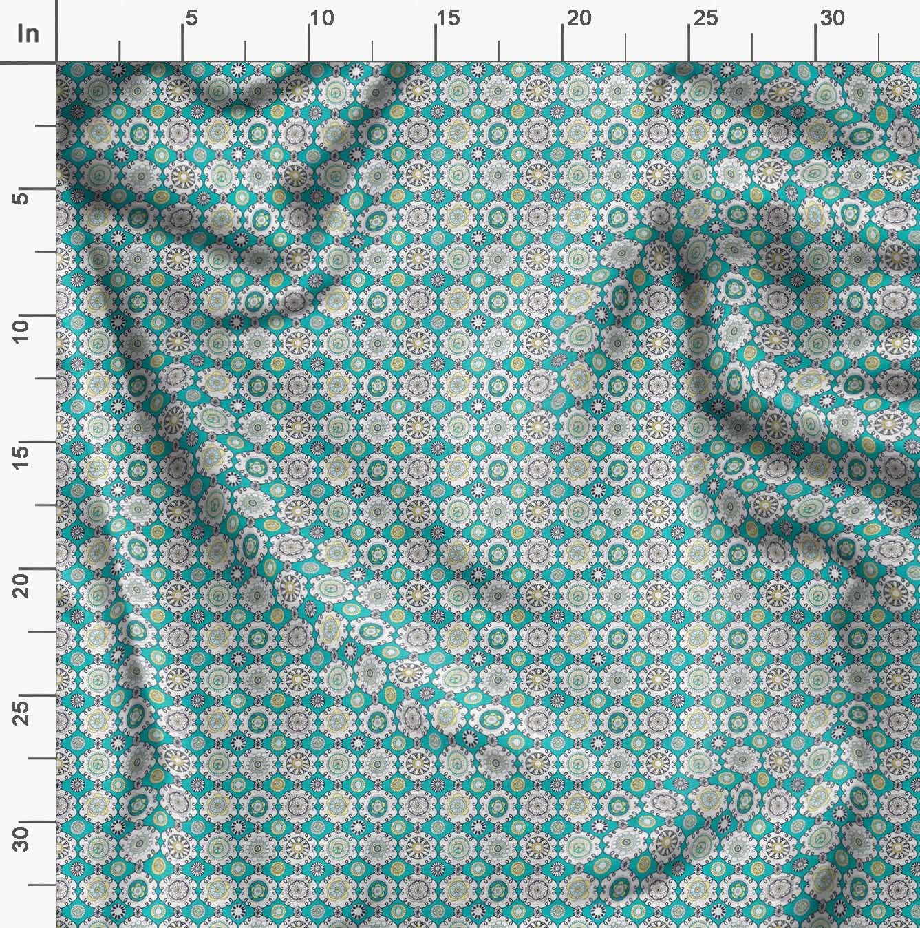 Soimoi Moss Green Georgette Fabric by The Yard - 42 Inch Wide Floral Damask Printed Textile for Dresses, Scarves & DIY Crafts - Elegant Lightweight Material for Sewing, Apparel & Home Decor Projects