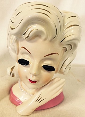 Vintage White Ceramic Lady Head Vase with Realistic Hair & Eyelashes - Perfect for Home Decor, Flower Arrangements & Collectible Display