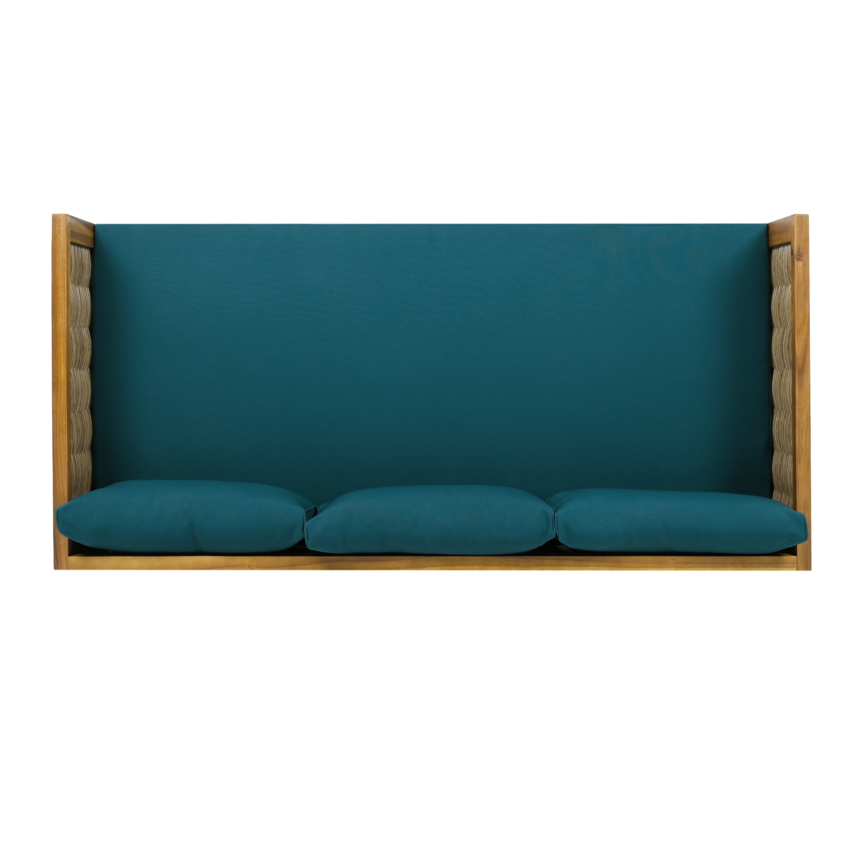 CLAREMONT 3-Seater Rattan Arm Daybed with Teak Cushion - Perfect for Patio, Sunroom or Outdoor Lounge Relaxation