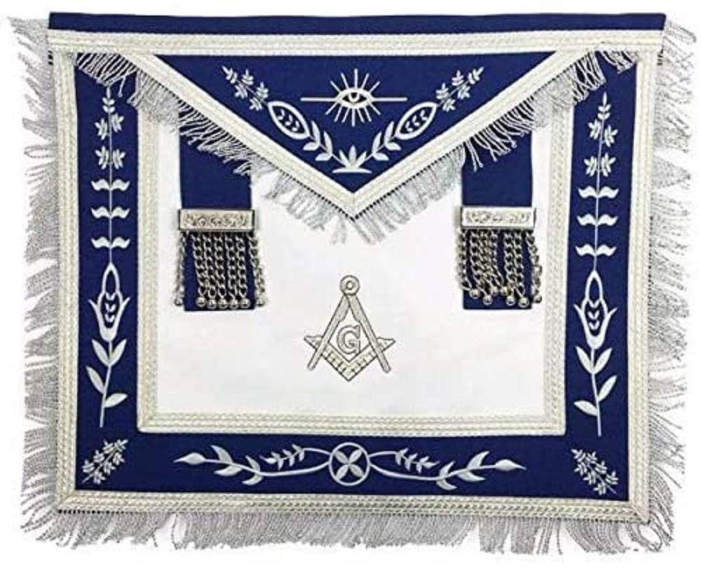Master Mason Blue Lodge G Freemason Apron - Silver Machine Embroidery Standard Size | Perfect for Masonic Rituals, Lodge Meetings & Ceremonial Events