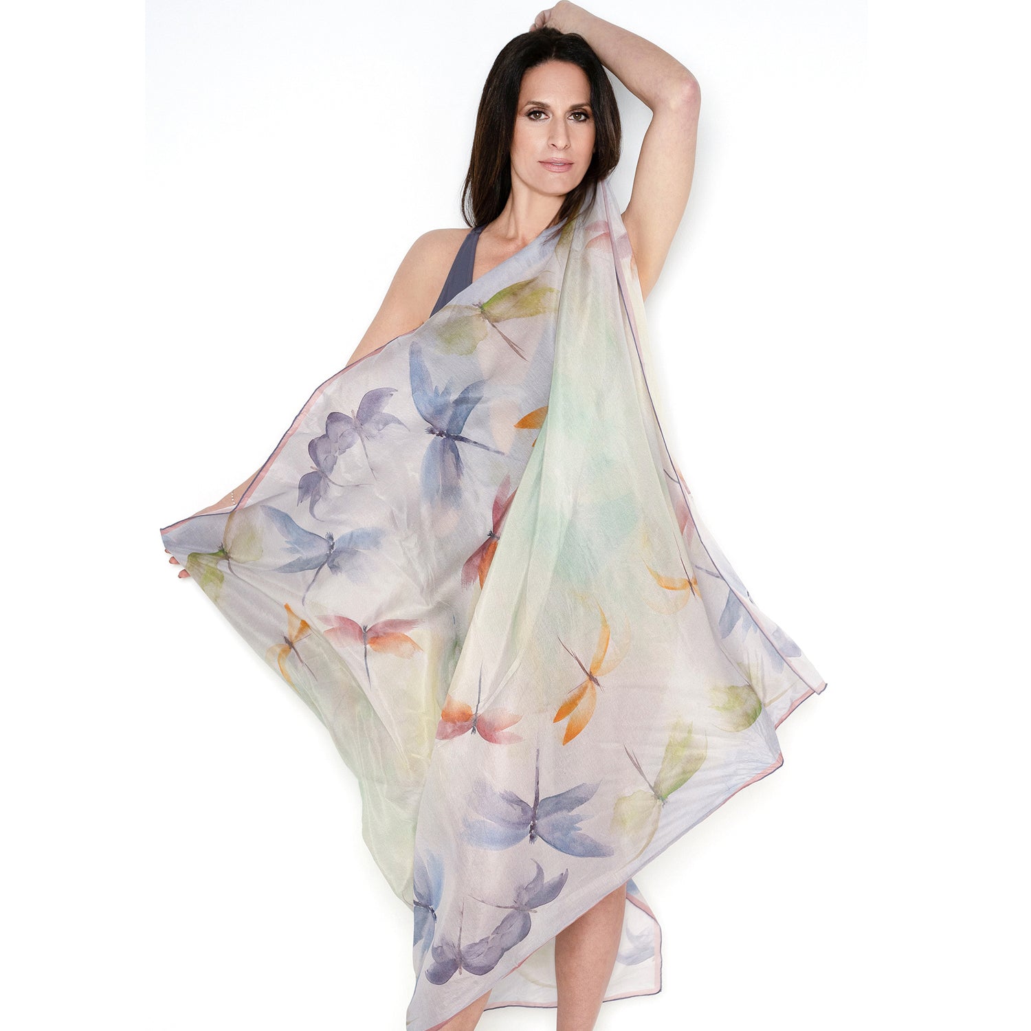 New Beginnings Silk Cotton Large Scarf - Soft Luxury Wrap Shawl for Women, Elegant Fashion Accessory for Travel, Office and Special Occasions