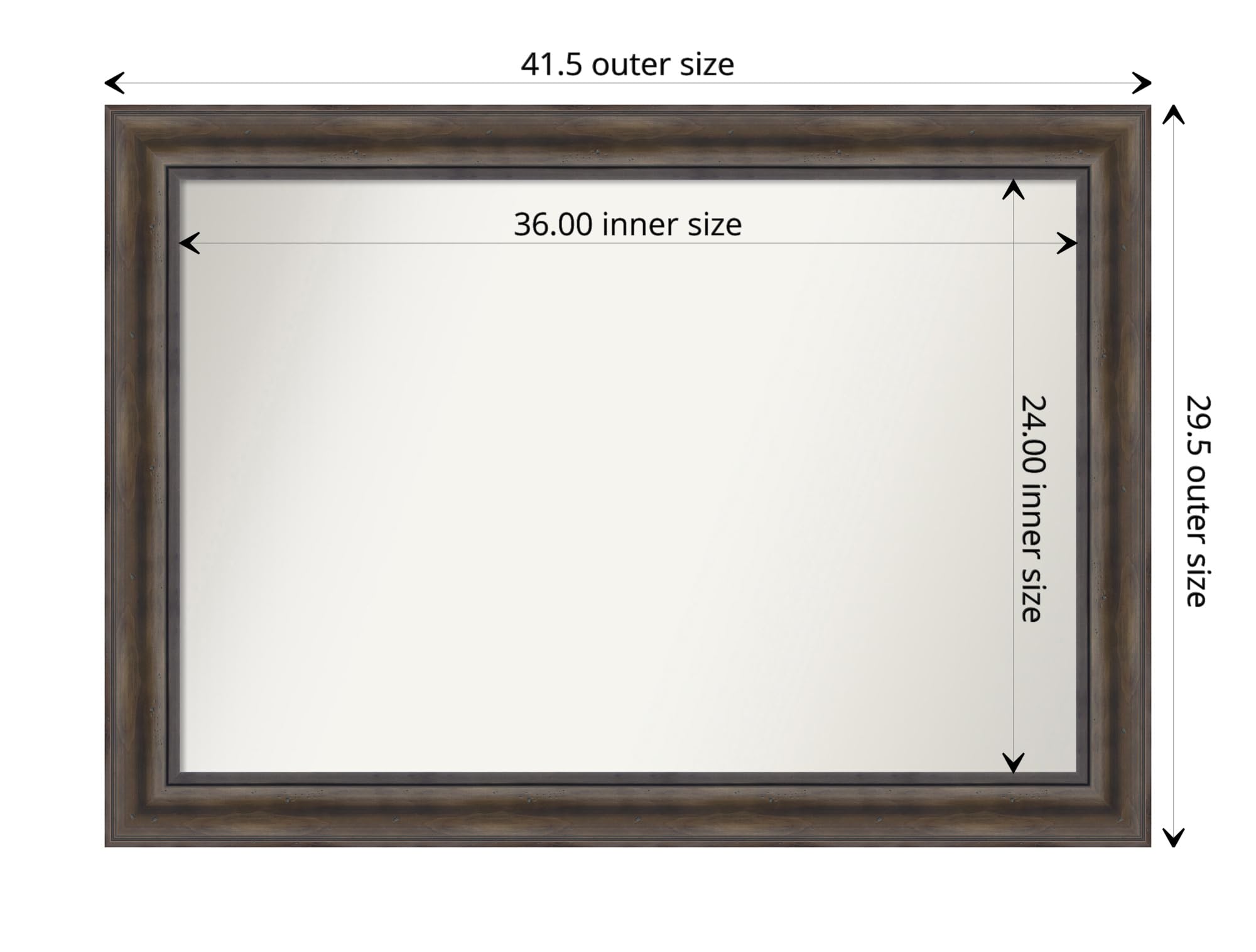 Amanti Art 30x42 Inch Rustic Pine Brown Rectangle Wall Mirror with Wood Frame - Large Farmhouse Bathroom & Living Room Decor - Horizontal or Vertical Hanging - Perfect for Entryway, Bedroom, and Hallway Décor