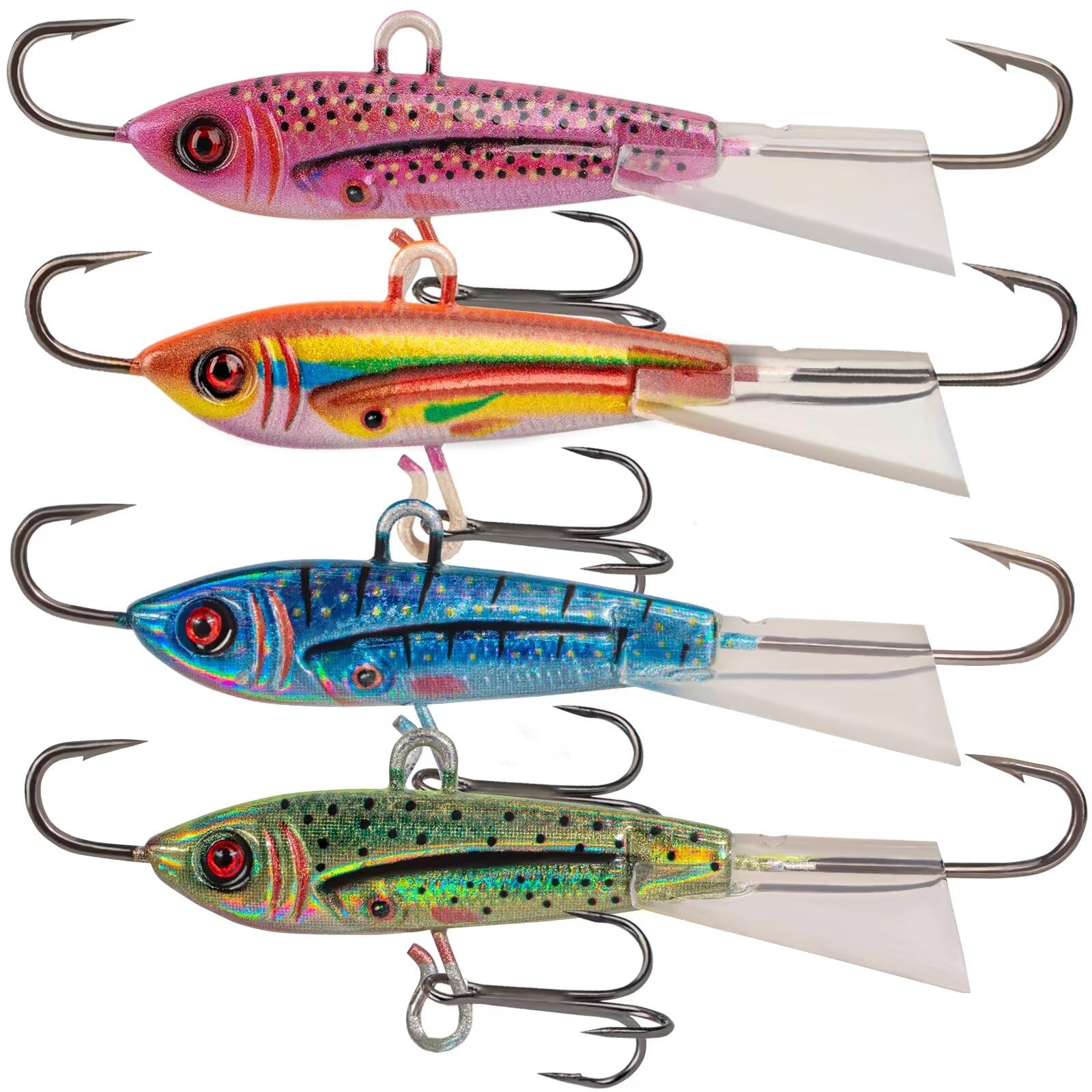 THKFISH Ice Fishing Jigs Kit - 4PCS/8PCS 10g(0.35oz) & 18g(0.63oz) Vertical Lures for Crappie, Panfish, Walleye, Bluegill - Winter Ice Fishing Gear for Freshwater Fishing | Perfect for Ice Anglers & Cold Weather Fishing Adventures