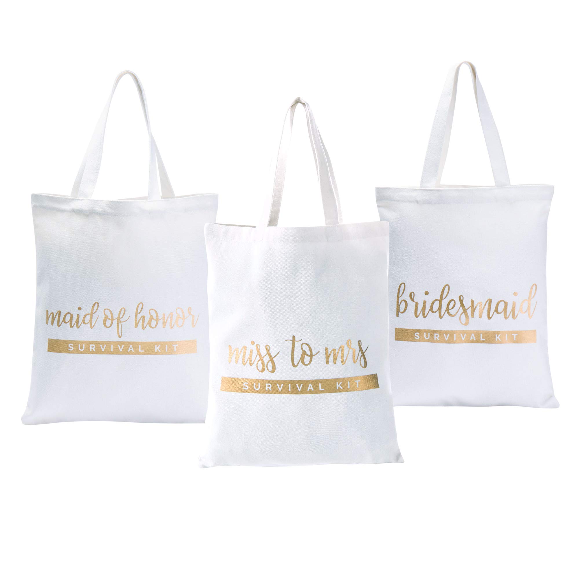 Pop Fizz Designs Bridesmaid Tote Bags Set - 7 Pack Wedding Party Essentials for Bridesmaids & Maid of Honor - Perfect for Bachelorette Parties, Rehearsal Dinners & Wedding Day Gifts