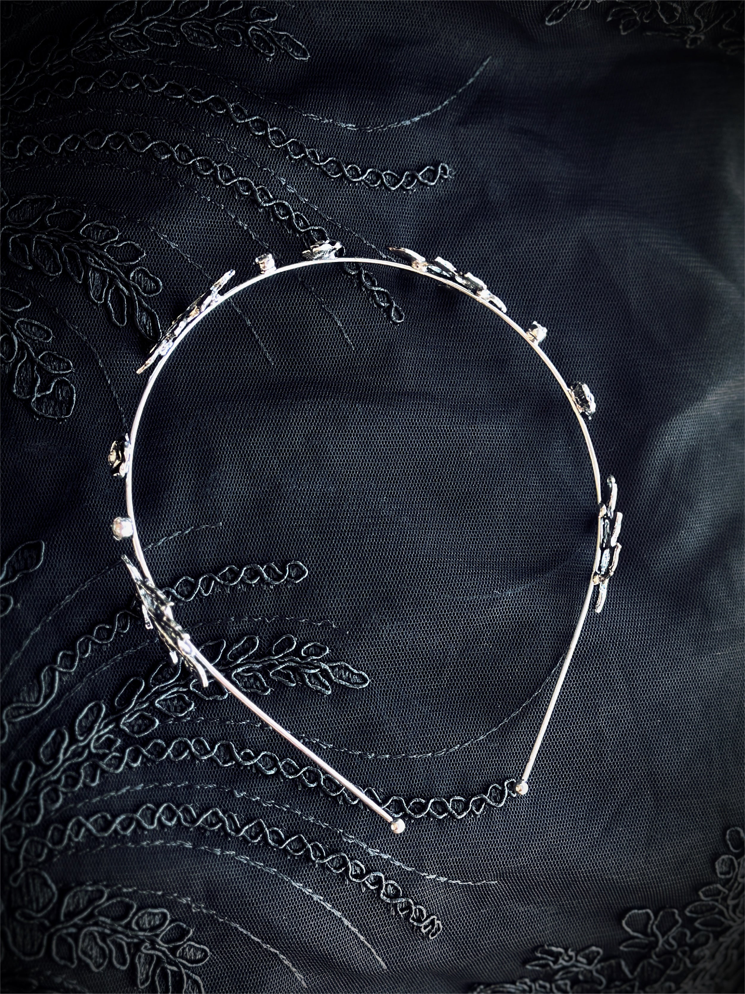 Enchanted Garden Silver Headband for Women - Elegant Floral Hair Accessory for Weddings, Parties & Special Occasions