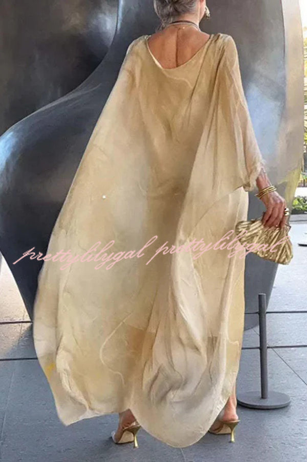 Stylish Printed Crew Neck Loose Maxi Dress for Women - Resort Wear, Beach Vacation & Summer Outfits