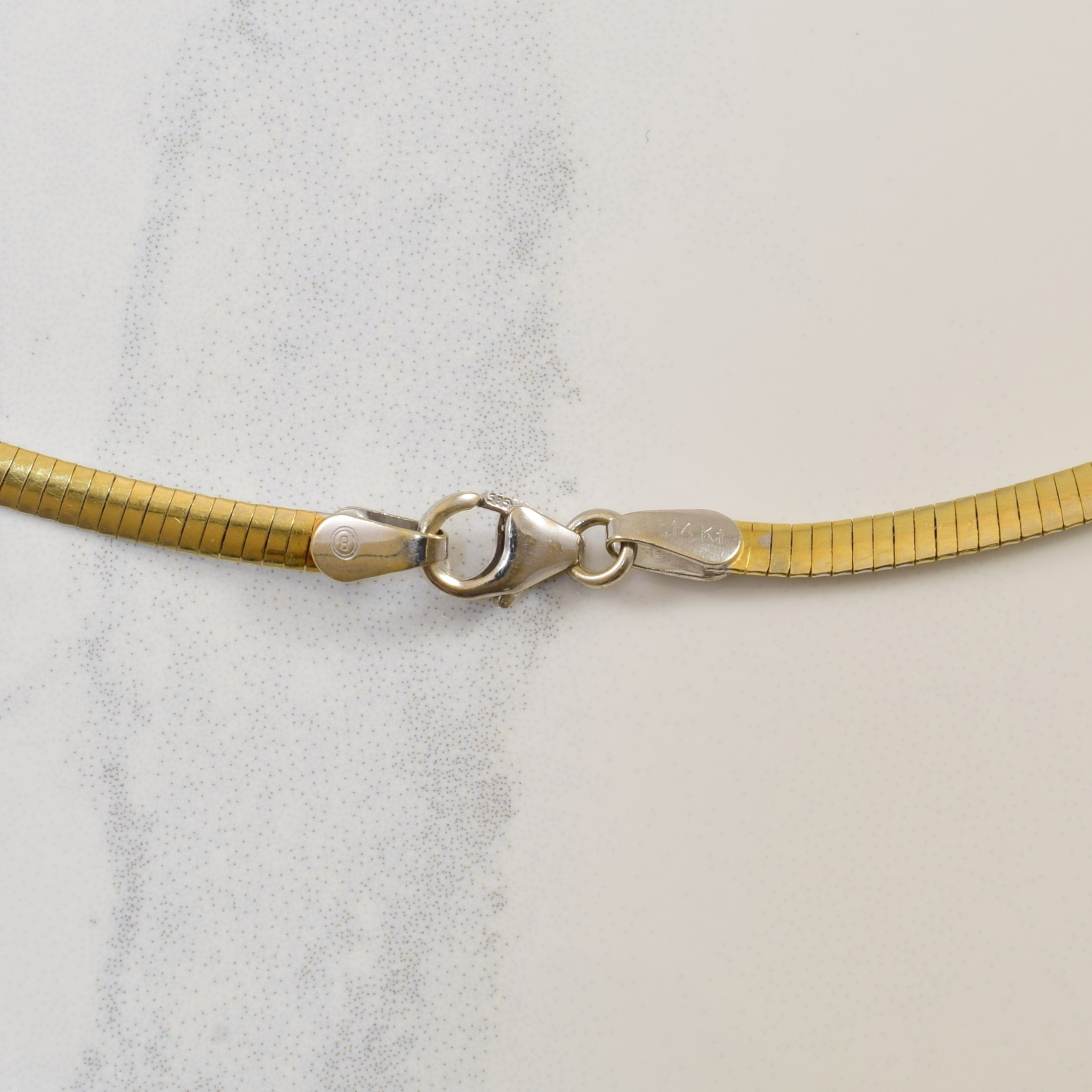 Reversible White and Yellow Gold Omega Chain Necklace - 17 Inches | Elegant Layering Piece for Women's Jewelry Collection
