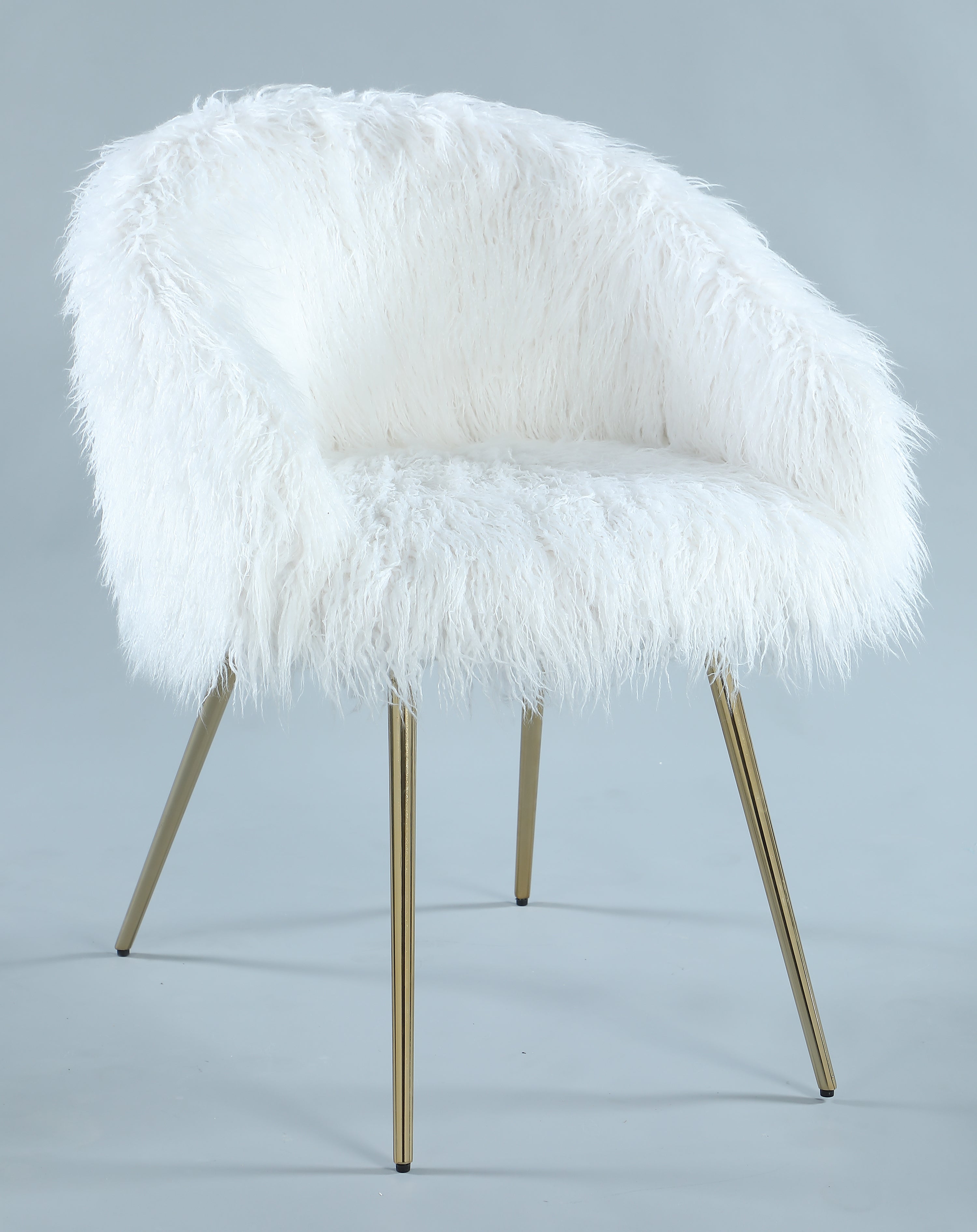 Ravni Faux Fur Accent Armchair with Gold Legs - Luxurious Modern Living Room Chair for Home Decor, Bedroom Seating & Cozy Reading Nook