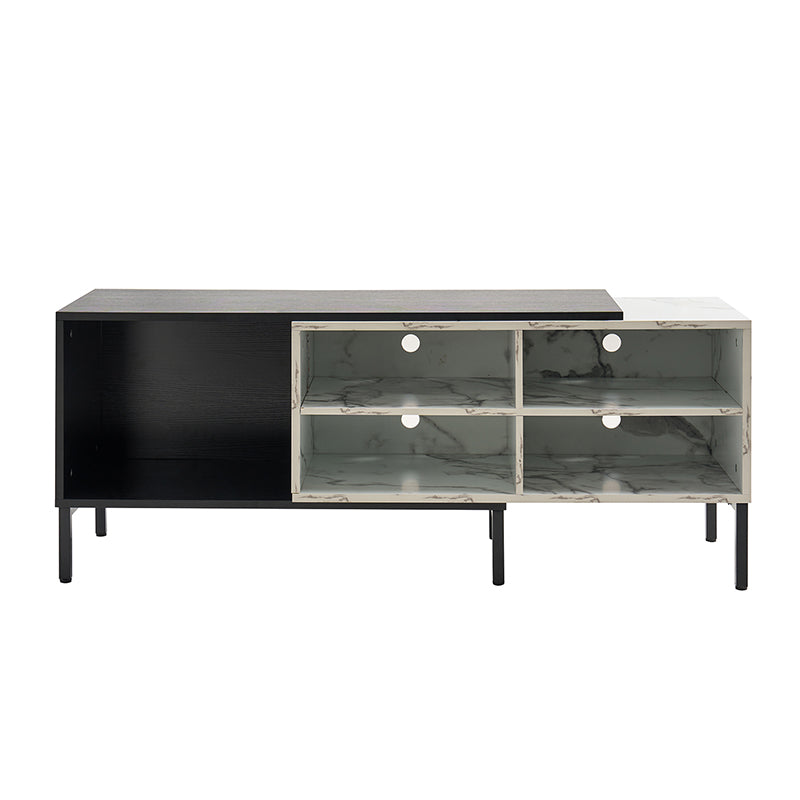 Nuria Expandable TV Stand with LED Strip Lights - Modern Entertainment Center for 55-75 Inch TVs - Perfect for Living Room, Bedroom & Home Theater Setup