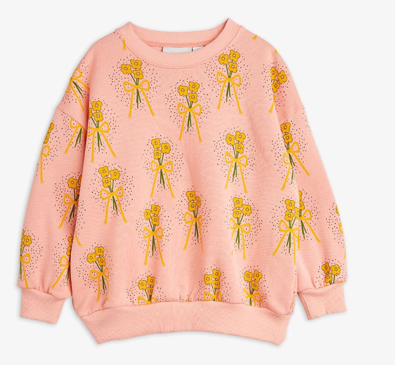 MINI RODINI Winter Flowers Print Kids Sweatshirt (9 Months - 11 Years) - Cozy Fleece Pullover for Boys & Girls - Perfect for Winter Playdates & Outdoor Adventures