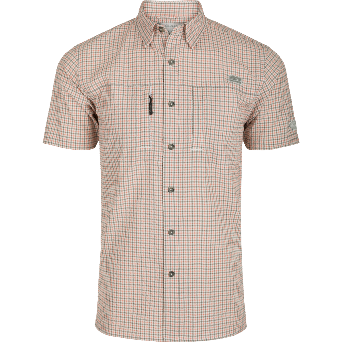 Classic Seersucker Short Sleeve Checkered Shirt for Men - Breathable Summer Casual Wear for Outdoor Activities & Beach Vacations