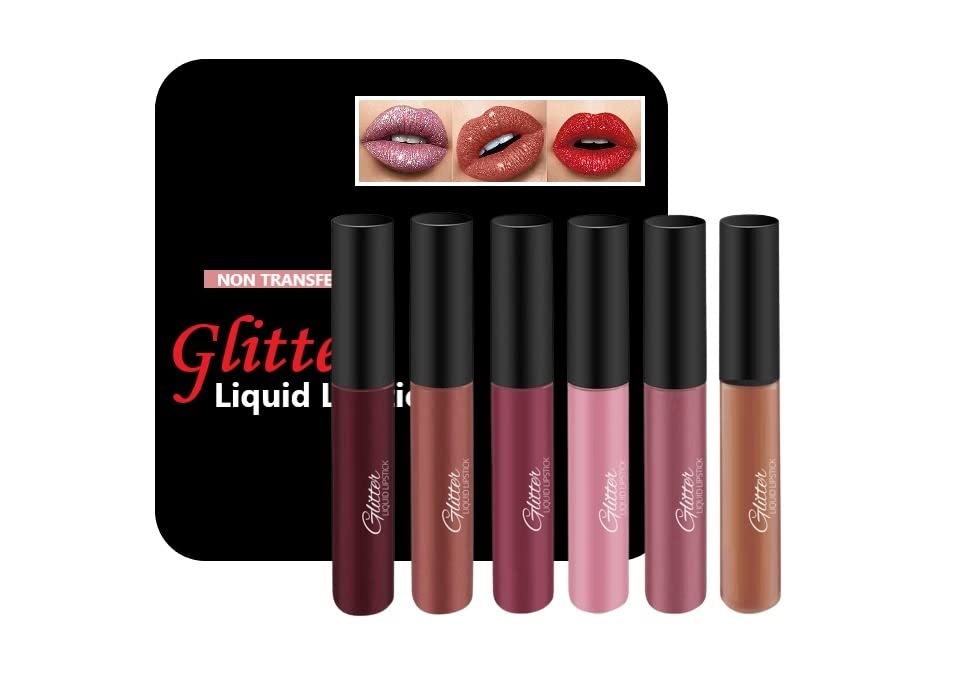 Rsentera Glitter Flip Liquid Lipstick - Matte Transforming, Waterproof, Long Lasting (Pack of 6) - Perfect for Parties, Date Nights & Special Occasions