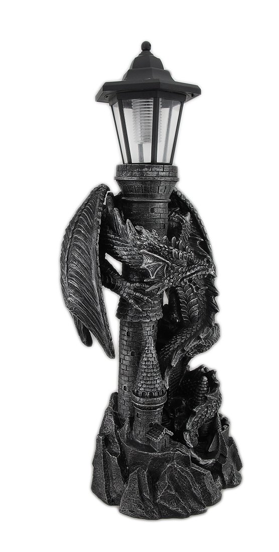 Solar-Powered Medieval Dragon Statue with LED Lantern - 21 Inch Gothic Outdoor Decor for Garden, Patio & Castle Theme - Keeper of The Castle Symbolizing Protection & Enchantment